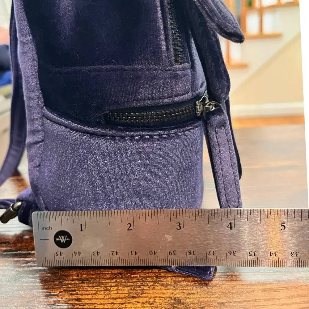 Neiman Marcus Royal Purple Blue Velvet Adjustable Shoulder Strap Mini Backpack